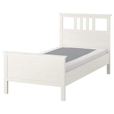 HEMNES Structure lit, teinté blanc/Lyngör blanc, 1 place
