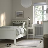 HEMNES Structure lit, teinté blanc/Lyngör blanc, 1 place