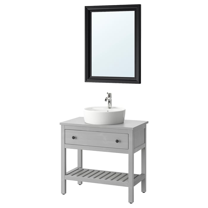 HEMNES / TÖRNVIKEN Mobilier salle de bains, 4 pièces, gris/mitigeur
