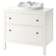 Option : HEMNES / TOLKEN Meuble à tiroirs/lavabo/mitigeur, blanc/blanc marbré, 37x21 1/2x37 3/8 "