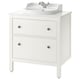 Option : HEMNES / TOLKEN Meuble à tiroirs/lavabo/mitigeur, blanc/blanc marbré, 31x21 1/2x37 3/8 "