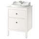 HEMNES / TOLKEN Meuble à tiroirs/lavabo/mitigeur, blanc/blanc marbré, 25x21 1/2x37 3/8 "