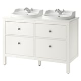 HEMNES / TOLKEN Meuble-lav à tiroirs/lav/mitigeurs, blanc/blanc marbré, 49x21 1/2x37 3/8 "
