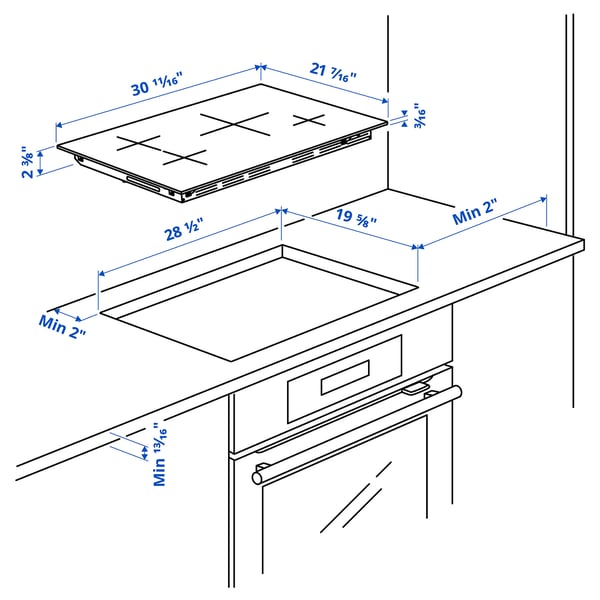 HIDINGSTA Table de cuisson à induction, noir, 30 "