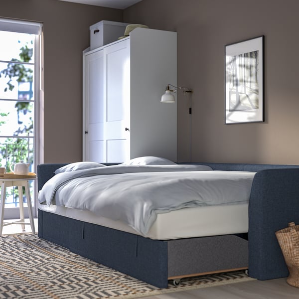 HOLMSUND Canapé-lit d'angle, Kilanda bleu foncé