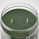JÄMTSKOGEN Bougie parfumée verre+couv/2 mèches, cyprès et eucalyptus/vert foncé, 70 hr