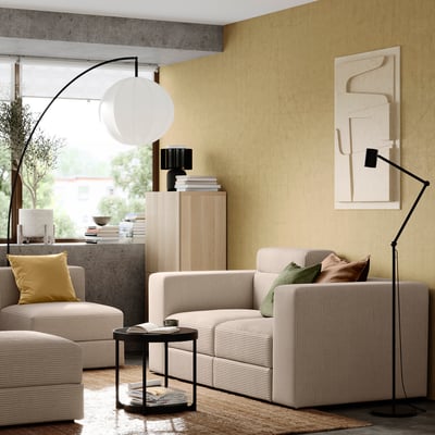 JÄTTEBO Canapé modulaire, 2 places, avec appuie-tête/Samsala gris-beige
