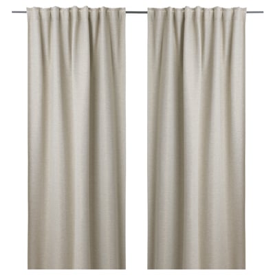 KALAMONDIN Rideaux assombrissants, 2 panneaux, beige/ruban fronceur, 57x98 "