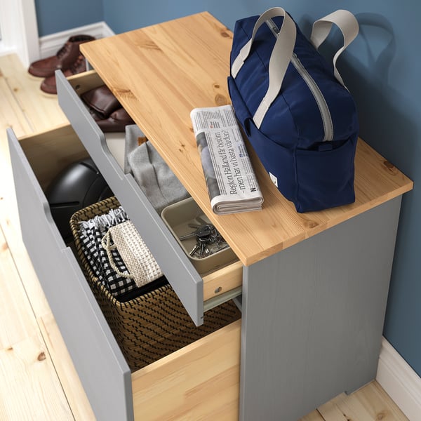 KALLSÖ Banc-coffre, gris, 31 1/2x14 3/4x21 7/8 "