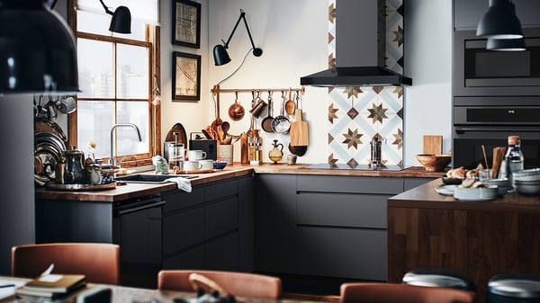 KARLBY Comptoir, noyer/plaqué, 98x1 1/2 "