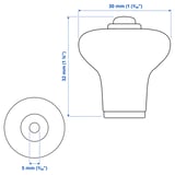 KLINGSTORP Boutons, blanc cassé/chromé, 1 3/16 "