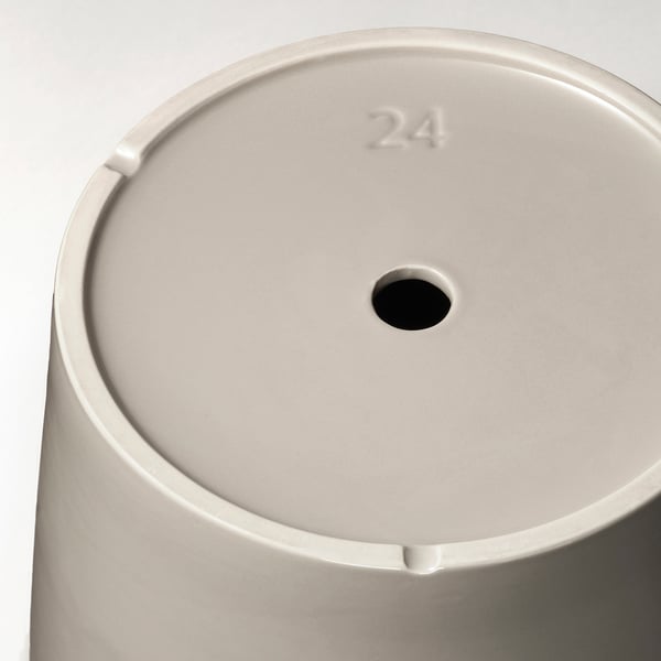 KLOTLÖNN Pot avec coupelle, intérieur/extérieur/gris/beige, 9 ½ "