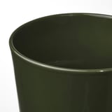 KLOTLÖNN Pot avec coupelle, intérieur/extérieur/gris-vert foncé beige clair, 6 "