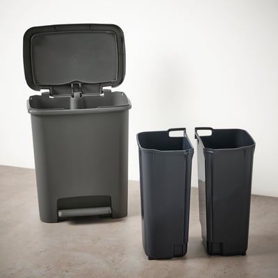 KNÖCKLA Poubelle à pédale, gris foncé, 7 gallon