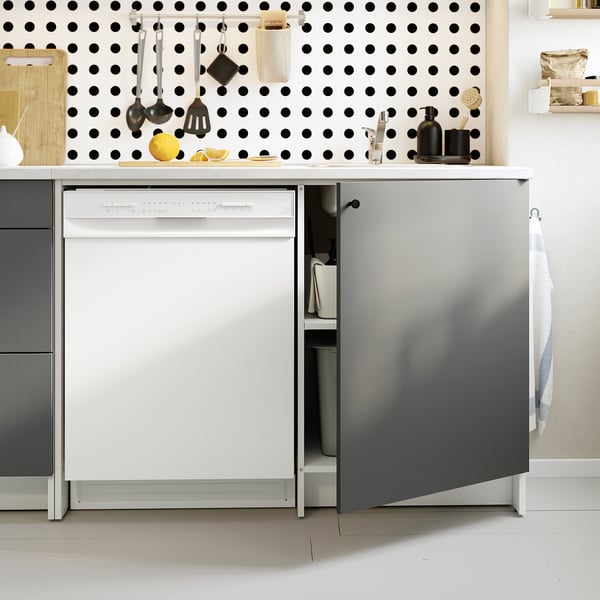KNOXHULT Armoire inf à porte+espace ouvert, gris foncé, 48x24x36 "