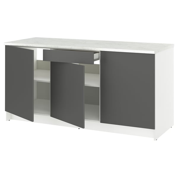 KNOXHULT Armoire inférieure+portes et tiroir, gris foncé, 72x24x36 "