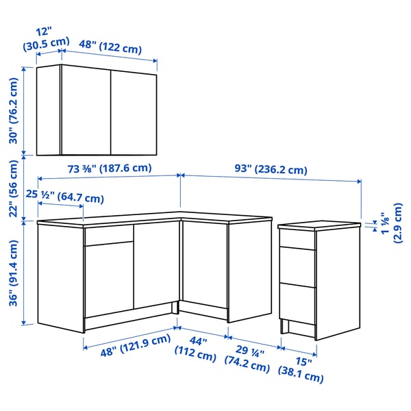 KNOXHULT Cuisine d'angle, blanc