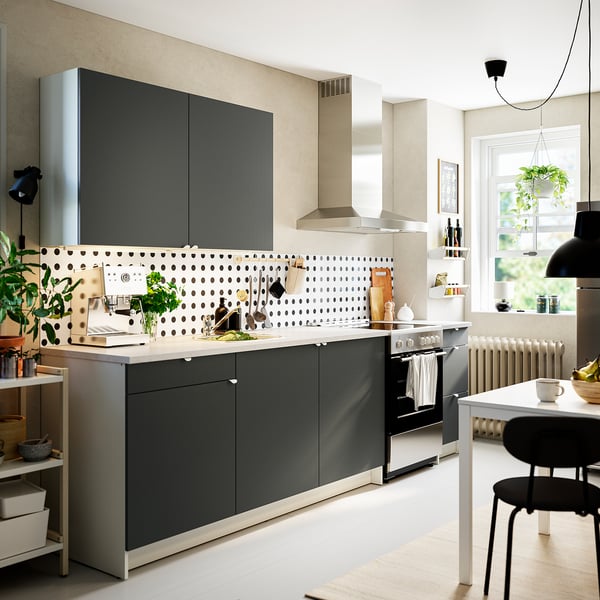 KNOXHULT Cuisine, gris foncé, 117x24x88 "