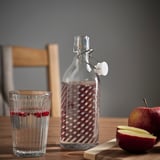 KORKEN Bouteille avec bouchon, verre clair rayé/brun-rouge, 17 oz
