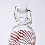 KORKEN Bouteille avec bouchon, verre clair rayé/brun-rouge, 17 oz
