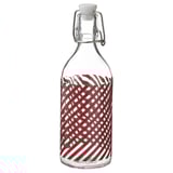 KORKEN Bouteille avec bouchon, verre clair rayé/brun-rouge, 17 oz