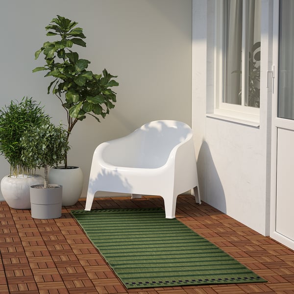 KORSNING Tapis tissé plat, int/extérieur, vert violet/rayé, 2 ' 7 "x8 ' 2 "