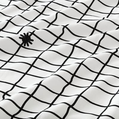 KUSTFYR Nappe, blanc/noir, 57x94 "