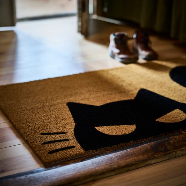 KUSTFYR Paillasson, motif chat noir/écru, 2 ' 0 "x2 ' 11 "