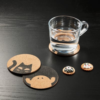 KUSTFYR Sous-verre, liège/à motifs, 4 "