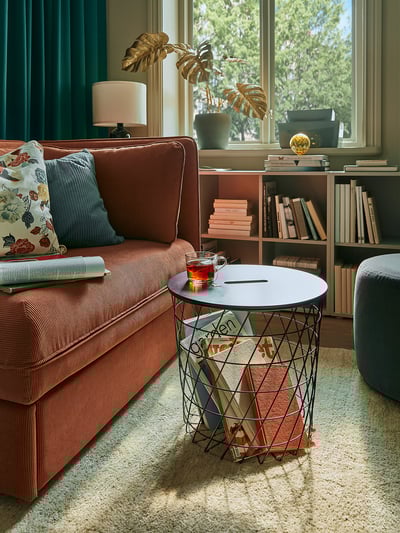 KVISTBRO Table à rangement intégré, noir, 17 3/8 "