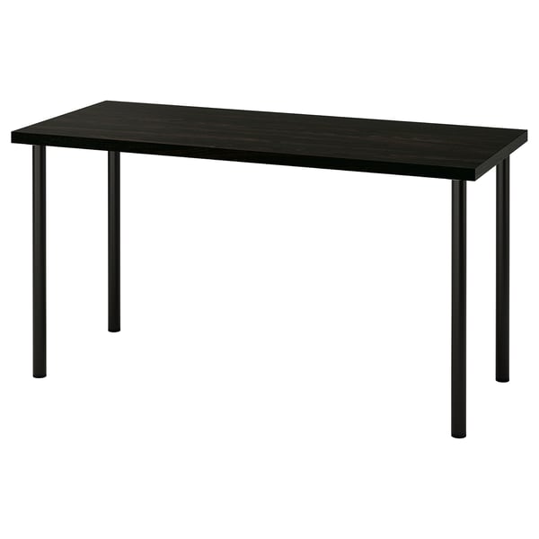 LAGKAPTEN / ADILS Bureau, brun-noir/noir, 55 1/8x23 5/8 "