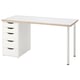 LAGKAPTEN / ALEX Bureau, blanc anthracite/blanc, 55 1/8x23 5/8 "