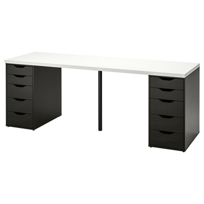 LAGKAPTEN / ALEX Bureau, blanc/brun-noir, 78 3/4x23 5/8 "