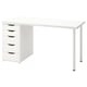 LAGKAPTEN / ALEX Bureau, blanc, 55 1/8x23 5/8 "