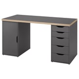 LAGKAPTEN / ALEX Bureau, gris/effet bois, 55 1/8x23 5/8 "