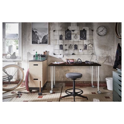 LAGKAPTEN / KRILLE Bureau, brun-noir/blanc, 47 1/4x23 5/8 "