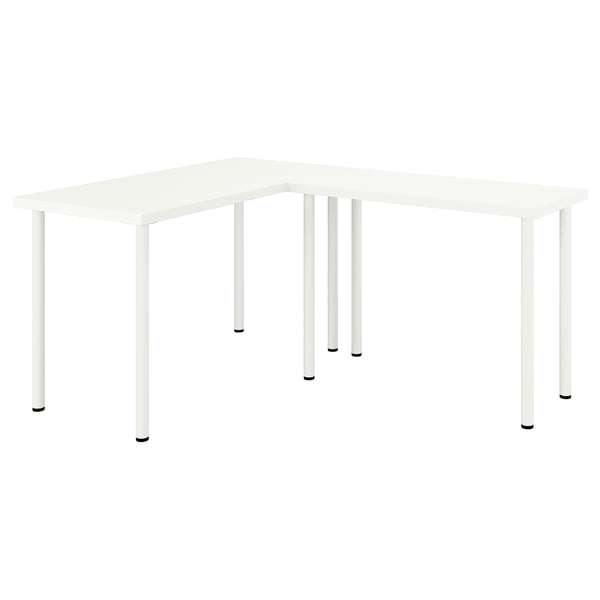 LAGKAPTEN / LINNMON Bureau en L, blanc, 47 1/4x63 "