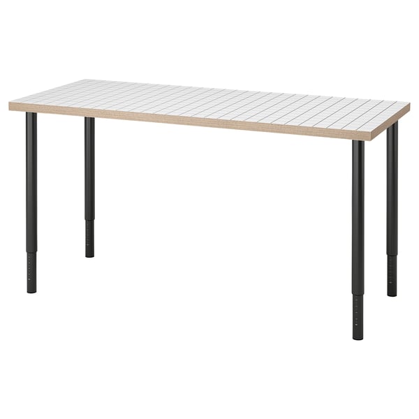 LAGKAPTEN / OLOV Bureau, blanc anthracite/noir, 55 1/8x23 5/8 "