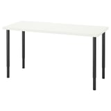 LAGKAPTEN / OLOV Bureau, blanc/noir, 55 1/8x23 5/8 "