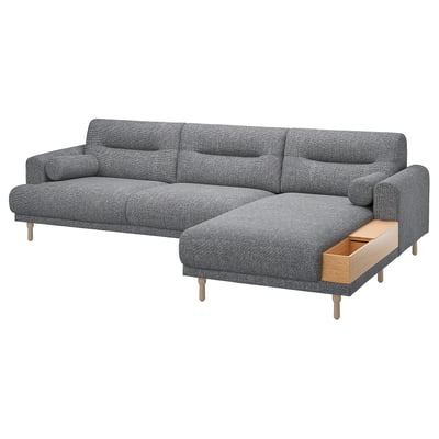 LÅNGARYD Canapé et méridienne, droite, Lejde gris/noir/bois