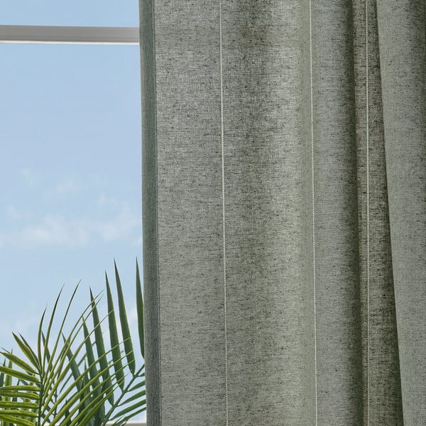 LENDA Rideaux+embrasses, 2 panneaux, gris-vert clair/ruban fronceur, 55x118 "