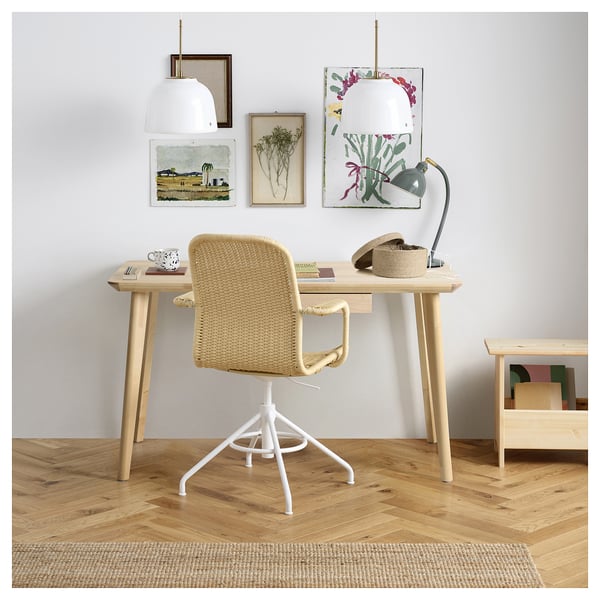 LISABO Bureau, frêne plaqué, 50 3/8x25 5/8 "