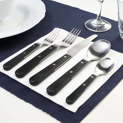 LIVNÄRA Service de couverts, 20 pièces, noir