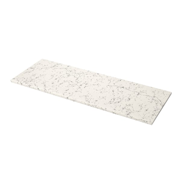 LOCKEBO Comptoir sur mesure, blanc cassé effet marbre gris/composite en fibres de verre, 1 1/8 "