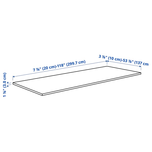 LOCKEBO Comptoir sur mesure, gris clair blanc/gris/marbré composite en fibres de verre, 1 1/8 "