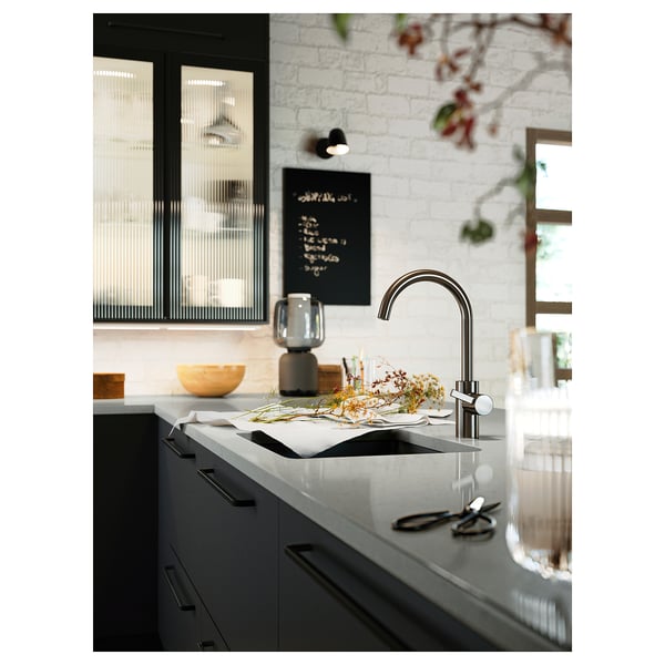 LOCKEBO Comptoir sur mesure, gris eff pierre/composite en fibres de verre, 1 1/8 "