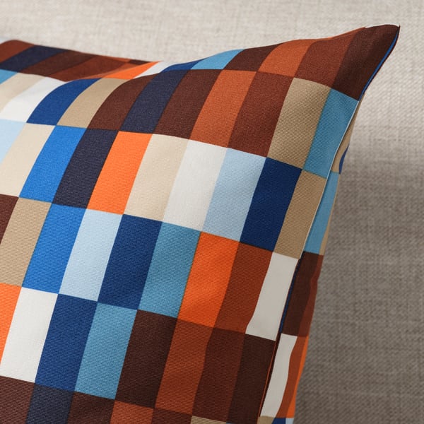 LÖVNATURSKOG Housse de coussin, brun/bleu, 20x20 "