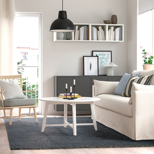 LOKBYTE Tapis tissé plat, bleu foncé/beige clair, 6 ' 7 "x9 ' 10 "