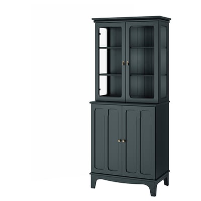 LOMMARP Rangement à portes en verre, bleu-vert foncé, 33 7/8x78 3/8 "