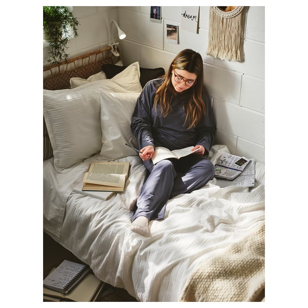 LUKTVICKER Édredon et taie(s) d'oreiller, blanc, Lit 1 place, très grand